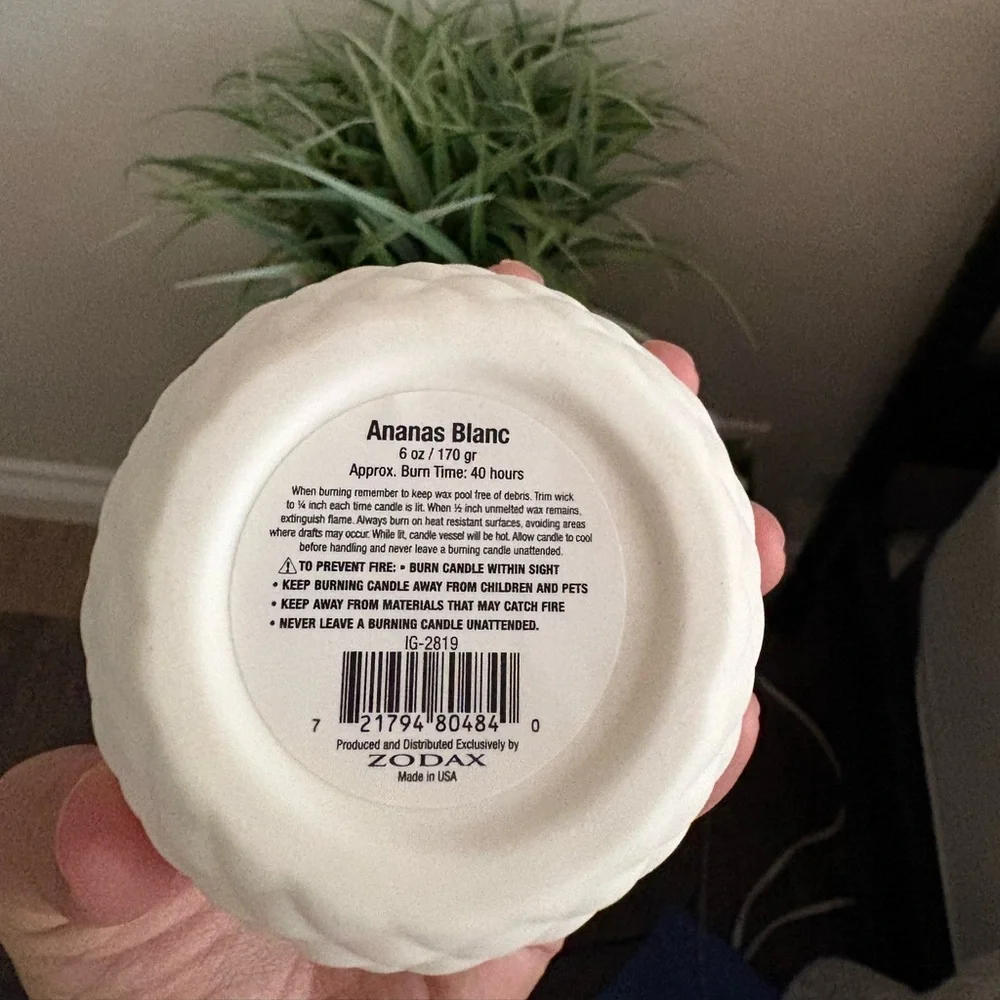Zodax Ananas Blanc Pineapple ceramic candle - Picture 7 of 8